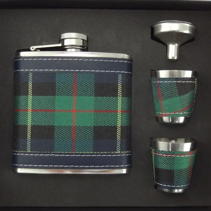 Scottish Tartan Hip Flask Gift Set - Boxed