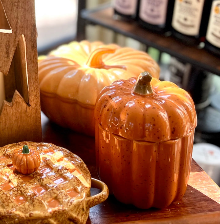 Burnt Orange Speckled Pumpkin Jar, with lid