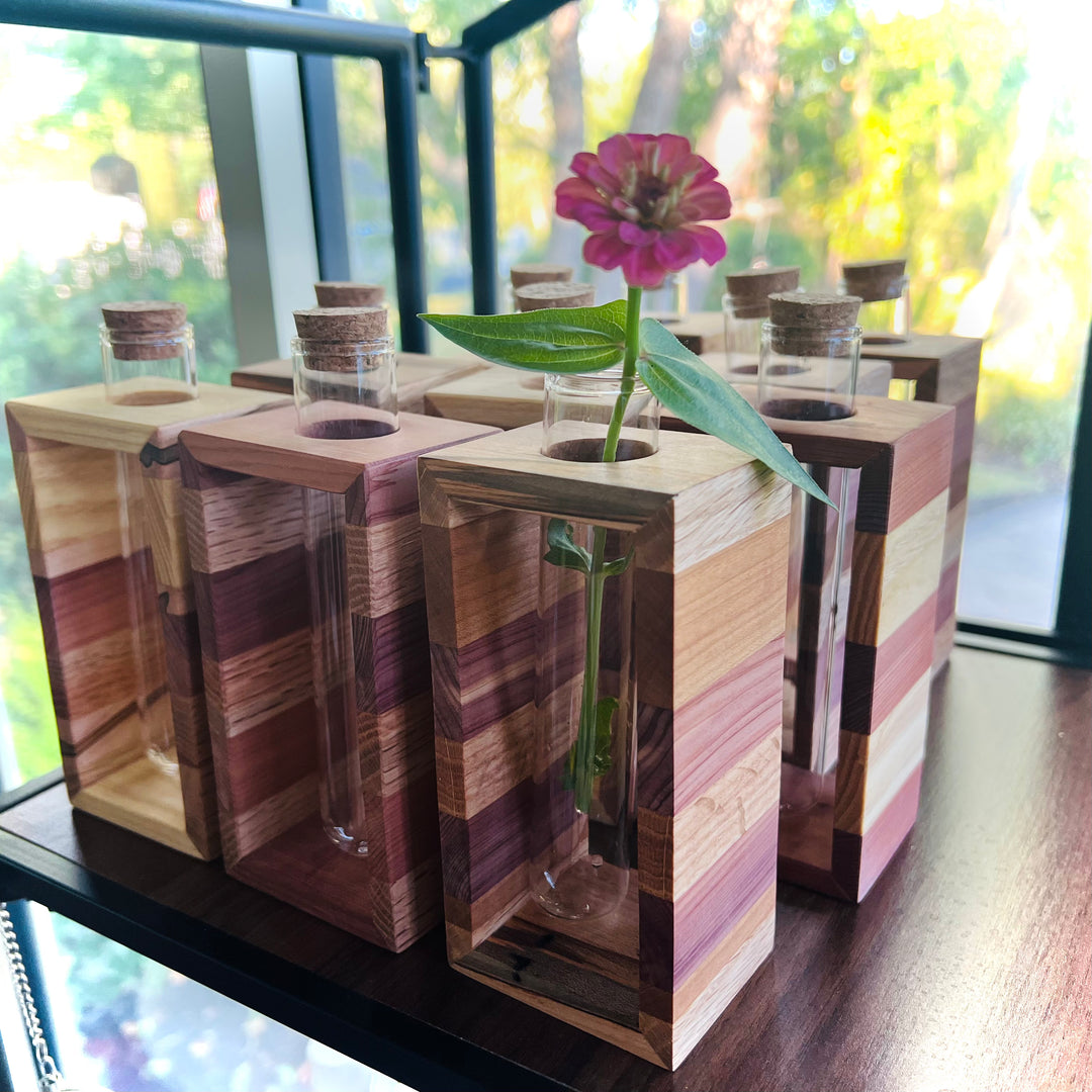 Natural Wood Vase, Propagation Stand