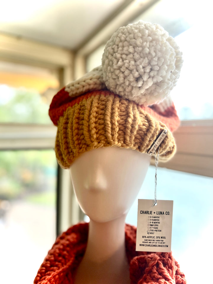 Candy Corn Hand-Knit Beanie