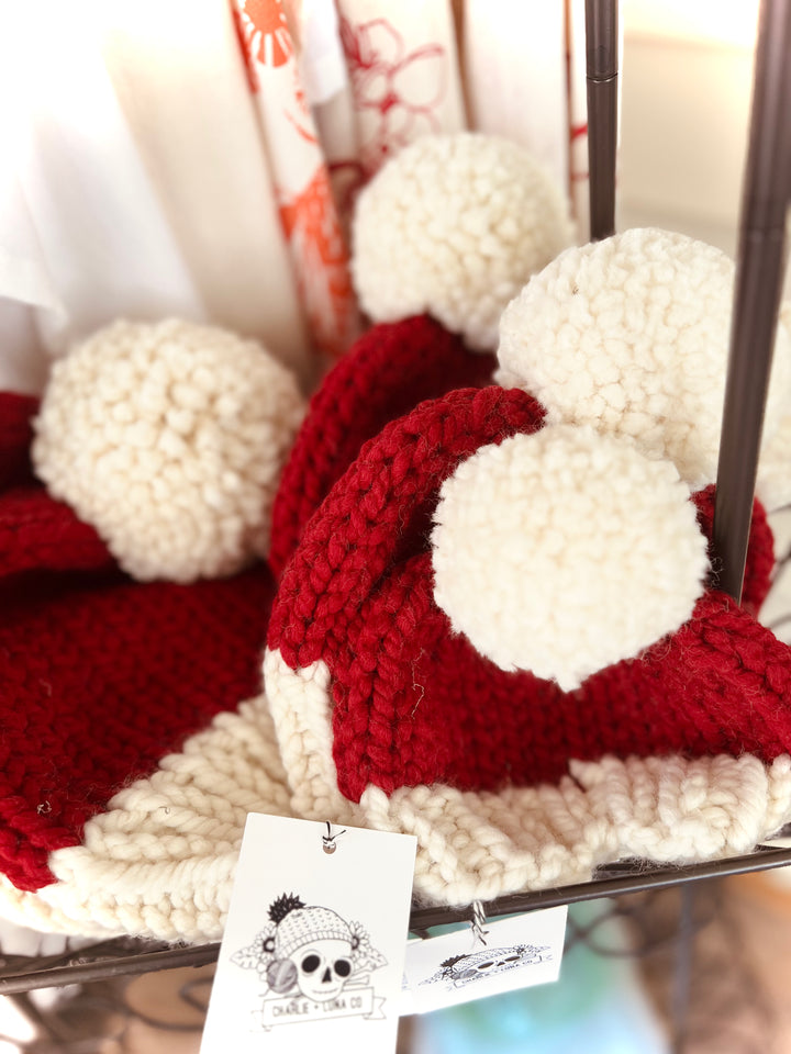 Santa Inspired Hand-Knit Beanies, Child