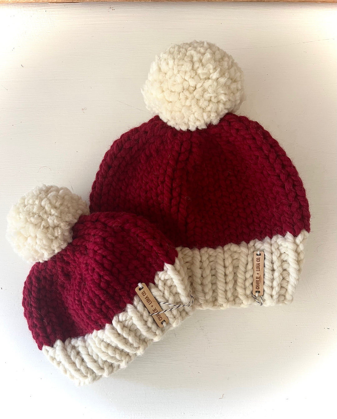 Santa Inspired Hand-Knit Beanies, Child
