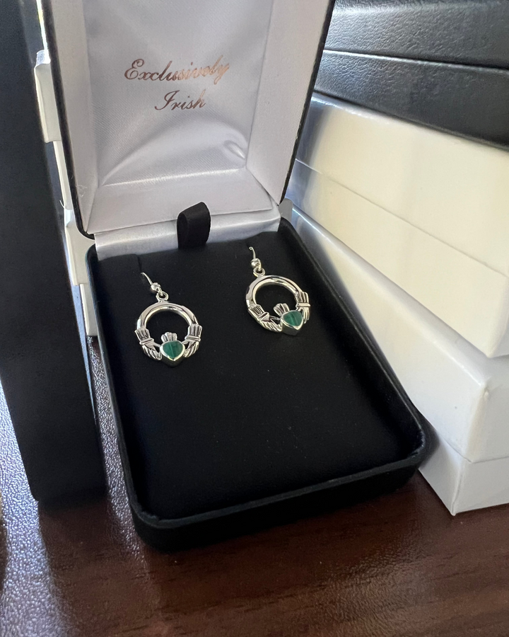 Sterling Silver Claddagh Drop Earrings