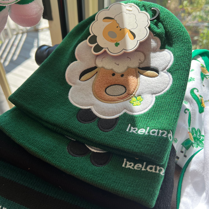 Irish Emerald Fields Sheep Beanie Hat, child