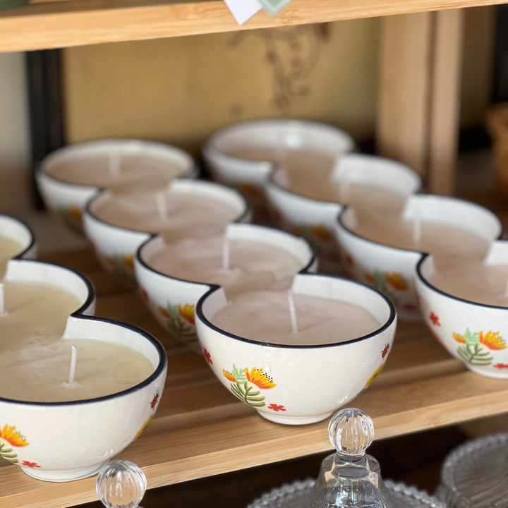 Retro floral 3-section candle