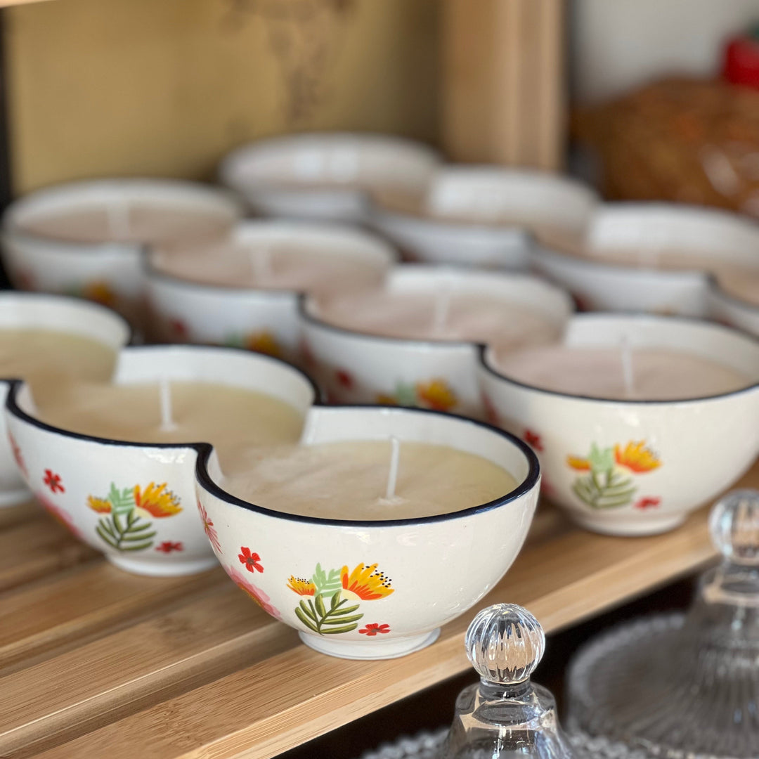 Retro floral 3-section candle