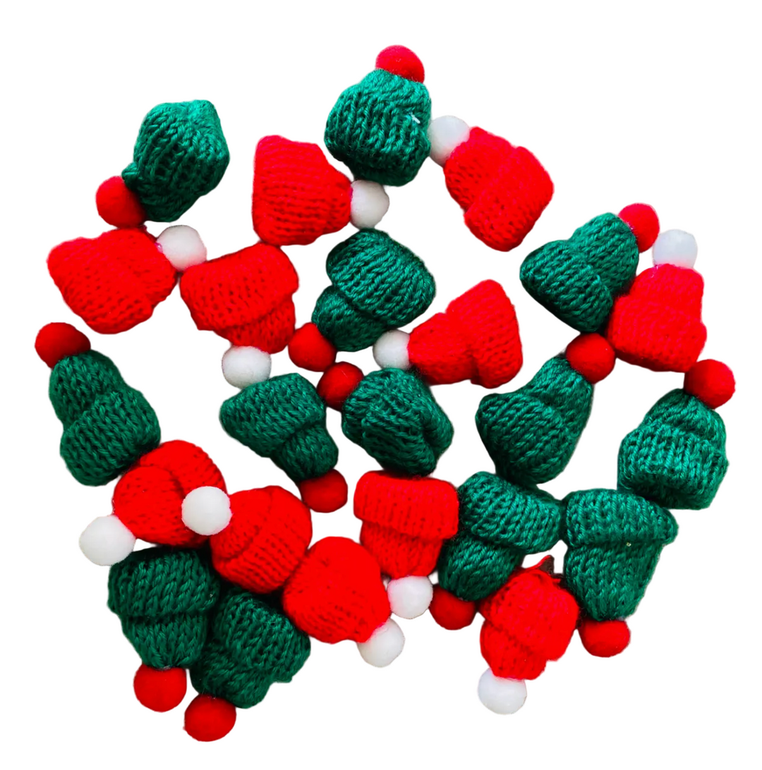 Knit bottle toppers, red