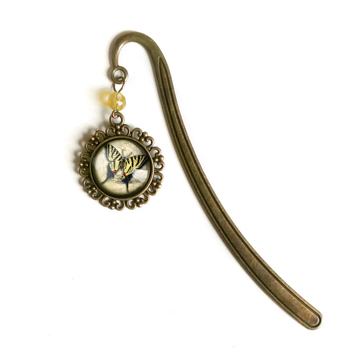 Swallowtail Butterfly Brass Bookmark - Vintage Inspired Glass Cabochon